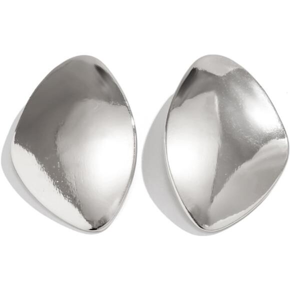 Large Geometric Statement Earrings | Minimalist Alloy Dangle Earrings - Picture 5 of 5